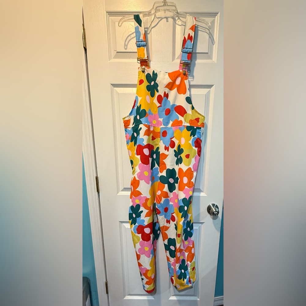 Fun floral print overalls for women size 1X
